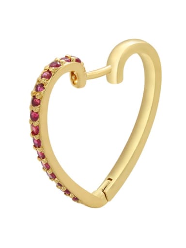 Golden Red Diamond Brass Rhinestone Heart Dainty Stud Earring