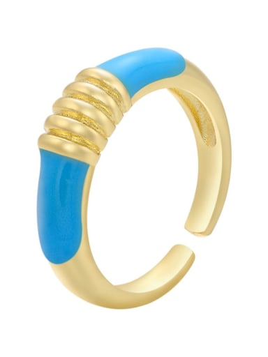 blue Brass Enamel Geometric Trend Band Ring