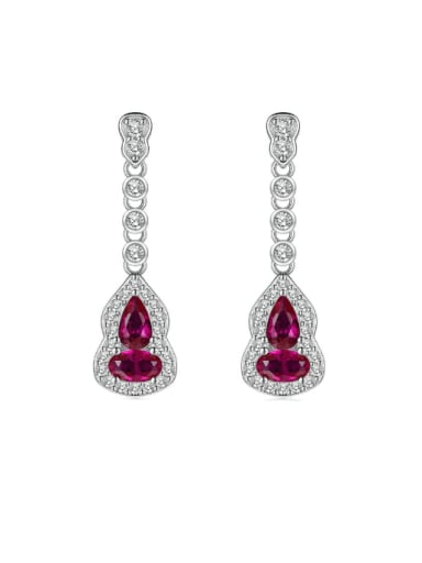 925 Sterling Silver Cubic Zirconia Small Gourd Luxury Cluster Earring