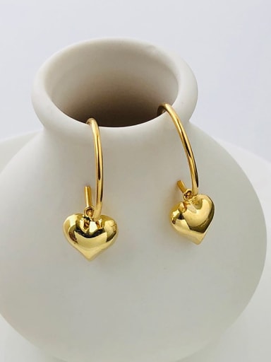 E2155 Gold Earrings 925 Sterling Silver Heart Minimalist Huggie Earring