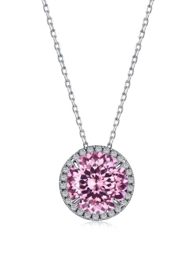 DY190270 Pink 925 Sterling Silver High Carbon Diamond Geometric Luxury Necklace