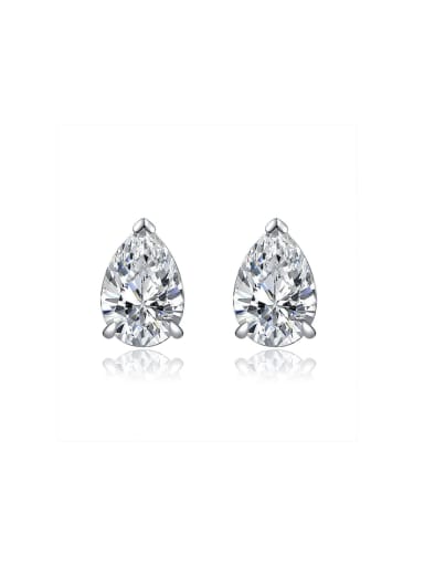 925 Sterling Silver High Carbon Diamond White Water Drop Dainty Stud Earring