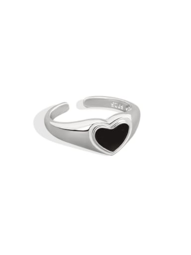 custom 925 Sterling Silver Acrylic Heart Minimalist Band Ring