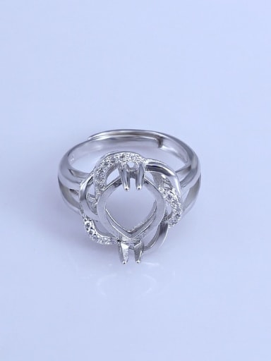 925 Sterling Silver 18K White Gold Plated Geometric Ring Setting Stone size: 9*11 10*12 11*13 10*14 12*1613*18 15*20MM
