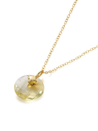 Golden+gold yellow 925 Sterling Silver Cubic Zirconia Geometric Minimalist Necklace