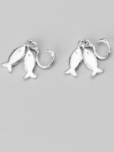925 Sterling Silver Fish Opening Charm Height : 4 mm , Width: 5.5 mm