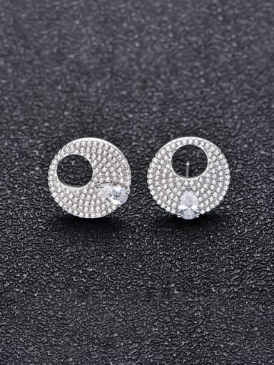 White 925 Sterling Silver Cubic Zirconia Geometric Luxury Cluster Earring