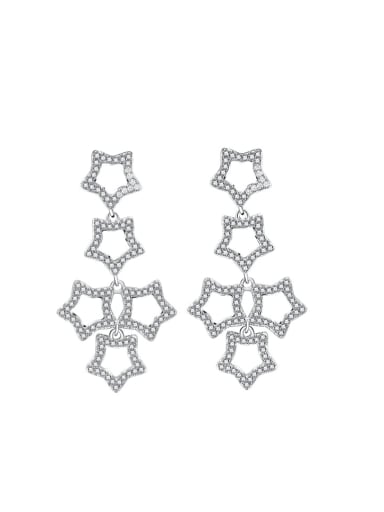 925 Sterling Silver Cubic Zirconia Hexagon Minimalist Cluster Earring