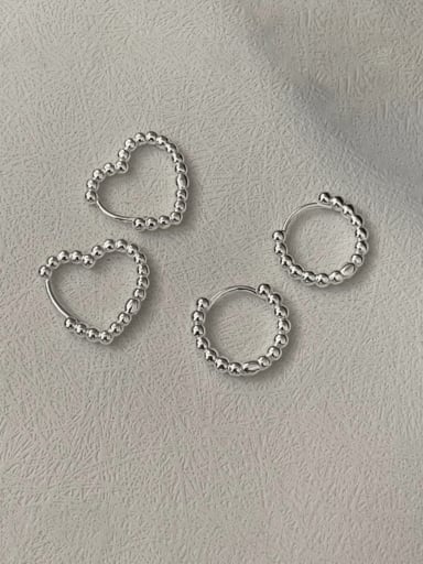 925 Sterling Silver Bead Heart Minimalist Huggie Earring