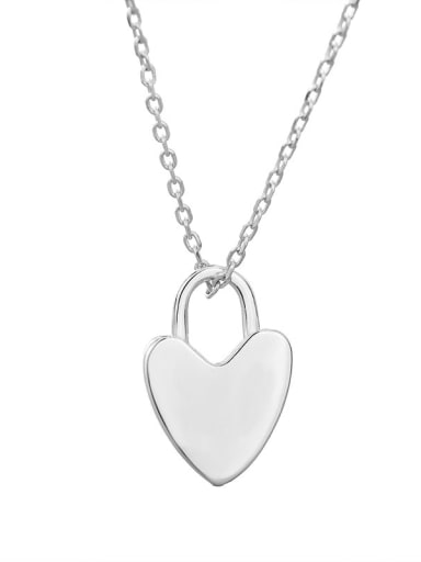 Platinum Color 925 Sterling Silver Heart Necklace