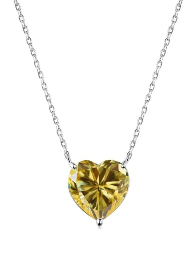 White Gold Yellow  S W YE 925 Sterling Silver Cubic Zirconia Heart Minimalist Necklace