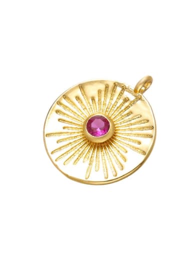 Copper micro-set 4-color rose red zircon round pendant