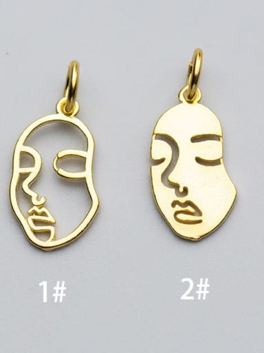 925 Sterling Silver 18k Gold Plated Face Charm