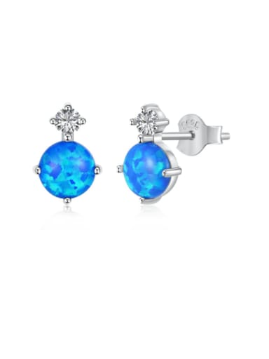 DY1D0228 blue 925 Sterling Silver Opal Geometric Dainty Stud Earring