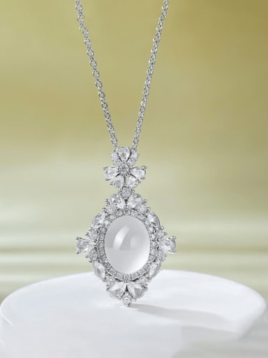 custom 925 Sterling Silver Jade Geometric Vintage Necklace