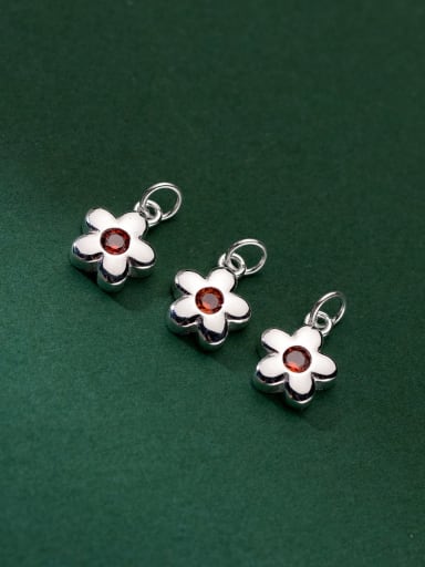 custom S925 silver electroplating inlaid 8mm five-petal flower pendant