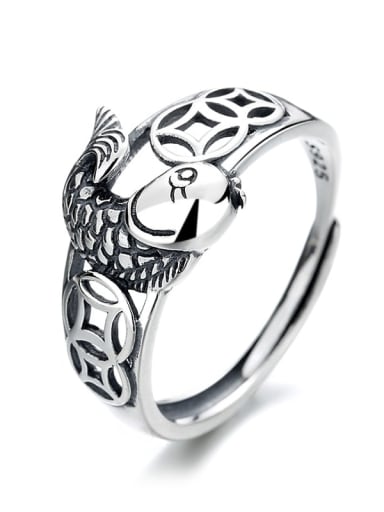 925 Sterling Silver Fish Vintage Band Ring