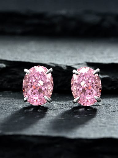 Pink 925 Sterling Silver High Carbon Diamond Blue Geometric Dainty Stud Earring