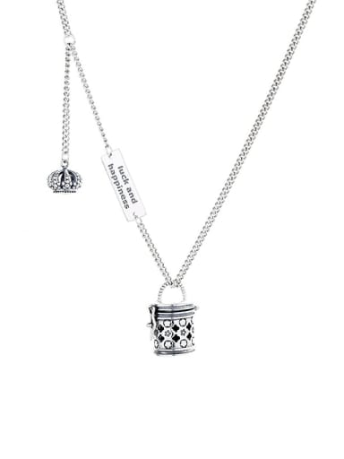 925 Sterling Silver Crown Vintage Tassel Necklace