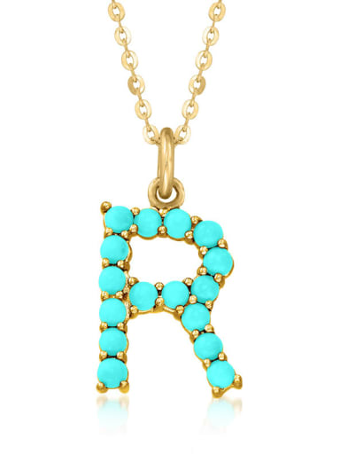 925 Sterling Silver Turquoise Letter Dainty Necklace