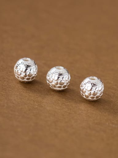 S925 silver retro distressed pattern beads