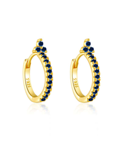18K gold [Deep Treasure Blue] 925 Sterling Silver Cubic Zirconia Geometric Dainty Chandelier Earring