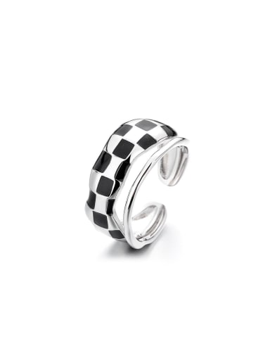 925 Sterling Silver Enamel Geometric Trend Band Ring