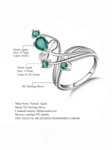 Natural green agate 925 Sterling Silver Swiss Blue Topaz Irregular Artisan Band Ring