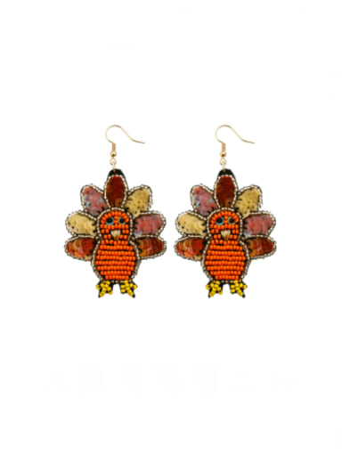 E69036 Orange Alloy Miyuki Millet Bead Bee Hip Hop Pure handmade Weave Earring