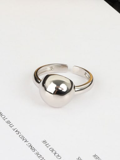 Platinum 925 Sterling Silver Ball Minimalist Band Ring