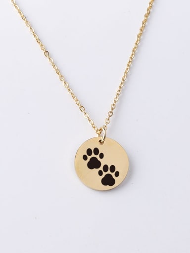 Gold yp001 172 20mm Stainless steel disc engraving dog paw pattern pendant necklace