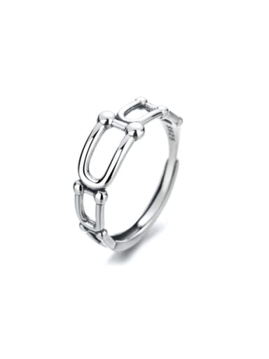 925 Sterling Silver Geometric Vintage U Shape Ring