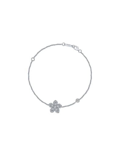 925 Sterling Silver High Carbon Diamond Flower Dainty Bracelet