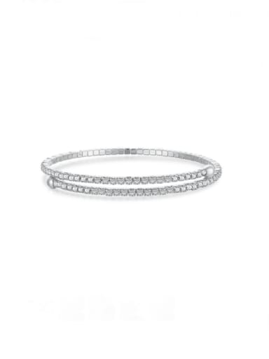 Platinum DY170017 925 Sterling Silver Cubic Zirconia Geometric Luxury Strand Bracelet