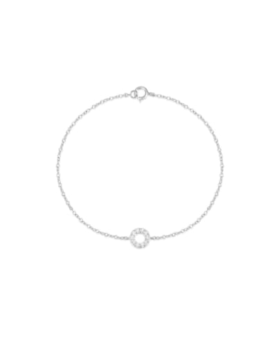 Platinum 925 Sterling Silver Cubic Zirconia Geometric Minimalist Link Bracelet