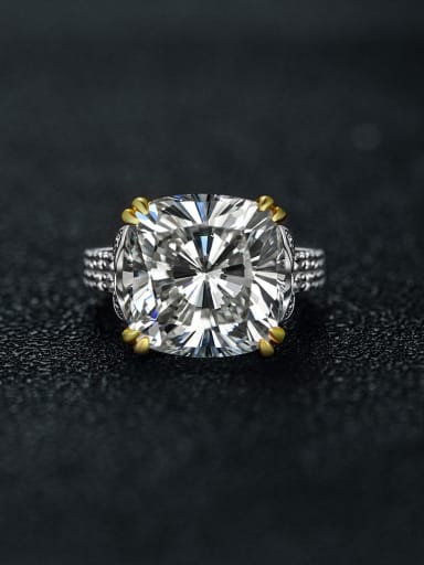 White [R 0357] 925 Sterling Silver High Carbon Diamond Geometric Luxury Ring