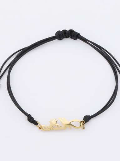 Stainless steel Crown Wax rope Minimalist Adjustable Bracelet
