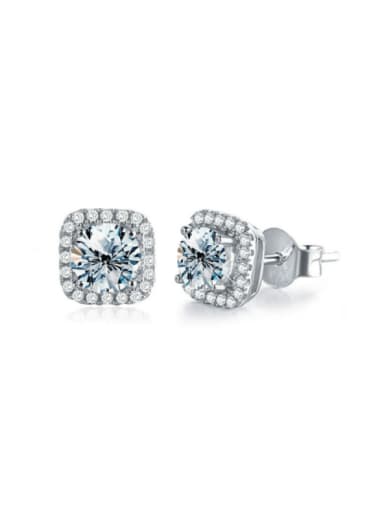 925 Sterling Silver Moissanite Square Dainty Stud Earring