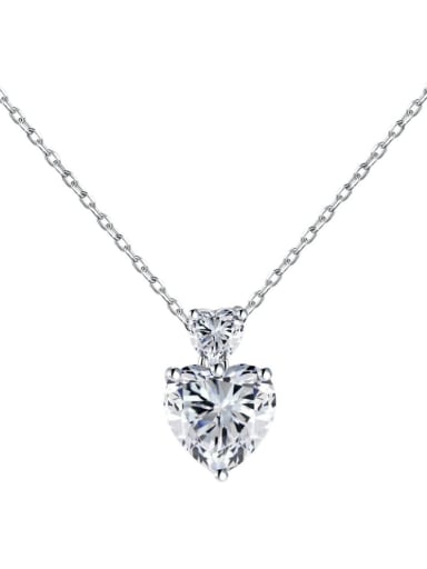 DY190641 S W WH 925 Sterling Silver Cubic Zirconia Heart Dainty Necklace
