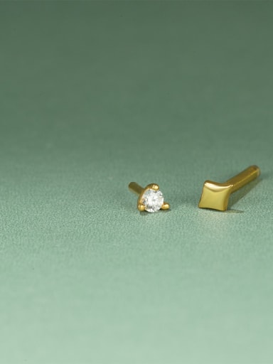 Single gold 5 925 Sterling Silver Cubic Zirconia Geometric Dainty Stud Earring