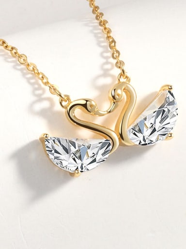 925 Sterling Silver Cubic Zirconia Swan Minimalist Necklace