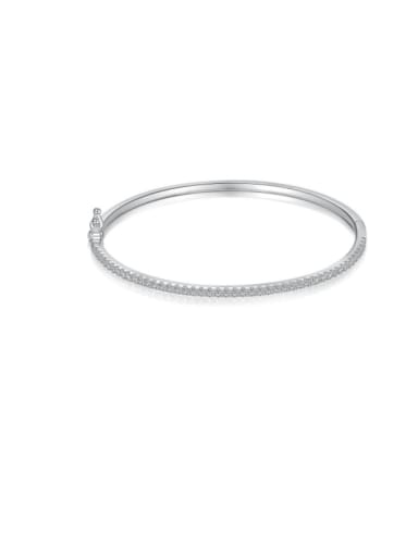Platinum DY170031 S W WH55 925 Sterling Silver Cubic Zirconia Geometric Minimalist Bracelet