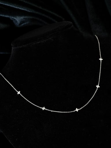 925 Sterling Silver Cubic Zirconia Star Dainty Necklace