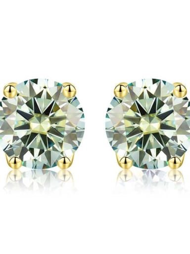 Gold (blue-green Mosan diamond) 925 Sterling Silver Moissanite Geometric Dainty Stud Earring