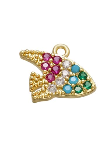 Golden tropical fish Brass Micro inlay Fancy diamond Small pendant