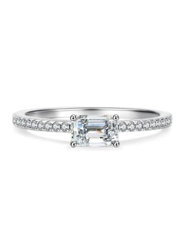 White Gold [White Diamond] 925 Sterling Silver Cubic Zirconia Geometric Dainty Band Ring