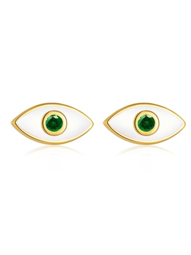 925 Sterling Silver Cubic Zirconia Enamel Evil Eye Dainty Stud Earring