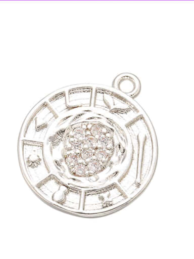 Platinum Brass Microset Round Necklace Pendant