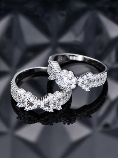 925 Sterling Silver Cubic Zirconia Geometric Luxury Band Ring