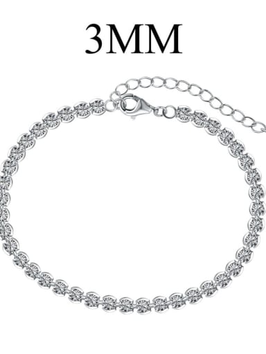 DY150197 S W WH 925 Sterling Silver Cubic Zirconia Geometric Dainty Bracelet